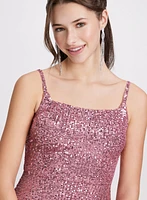 Square Neck Sequin Dress