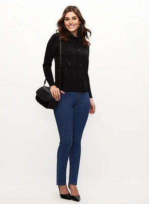 Argyle Knit Sweater & Straight Leg Jeans