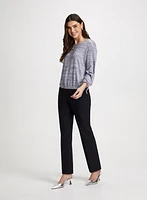 Stripe Motif Tie Detail Top & Straight Leg Pants