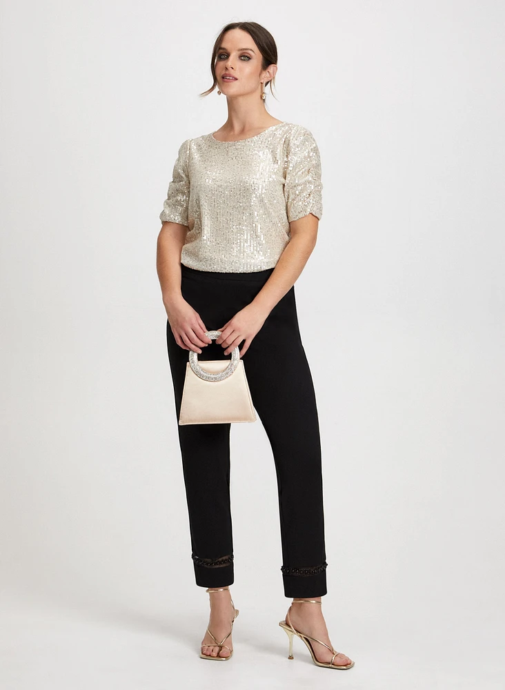 Sequin Top & Bow Detail Pants