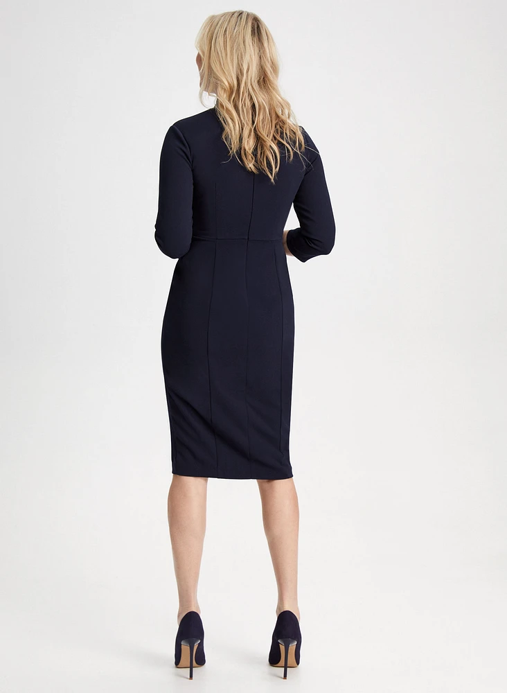 Twist Neck 3/4 Sleeve Dress