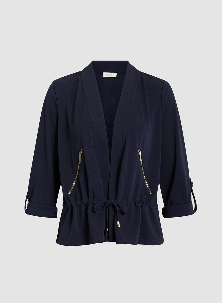Cardigan ouvert à l'avant taille froncée