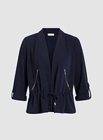 Cardigan ouvert à l'avant taille froncée