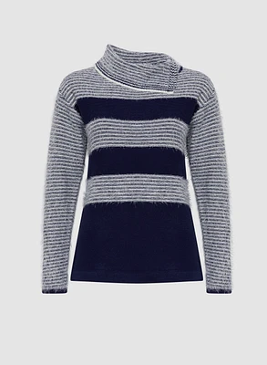 Striped Fuzzy Knit Sweater