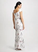 Floral Asymmetric Ruffle Dress