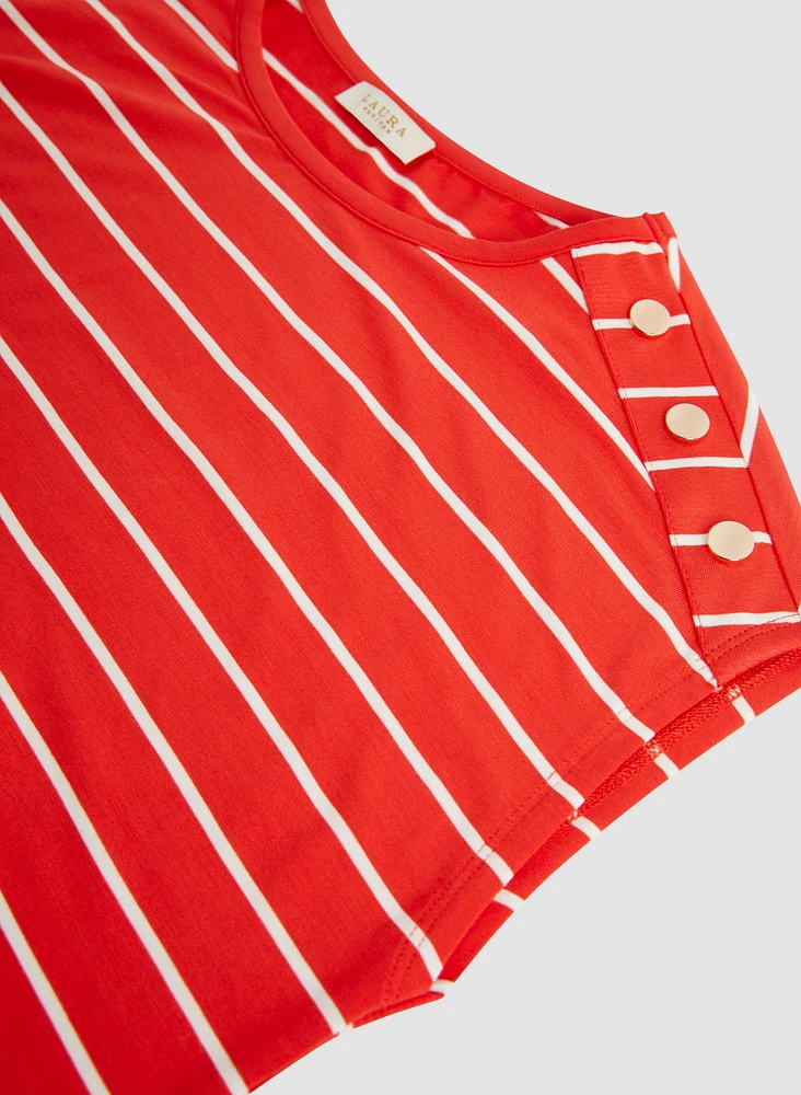 Stripe Print Two-Tone Top