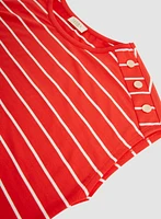 Stripe Print Two-Tone Top