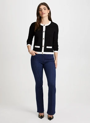 Cardigan ottoman et jean jambe semi-évasée