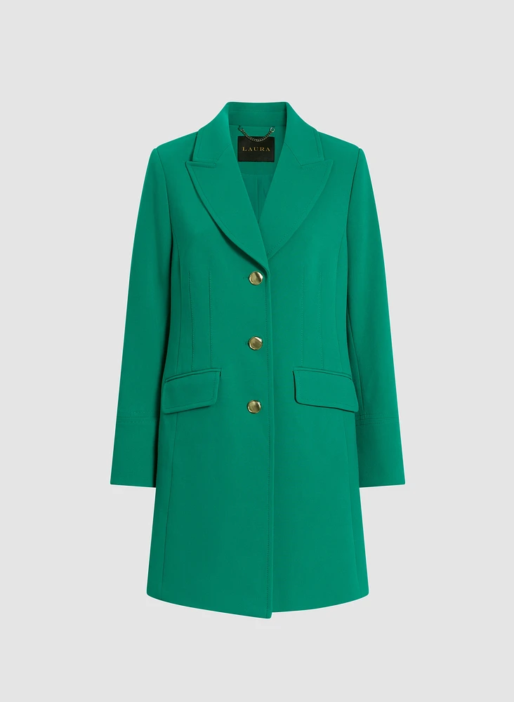 Button Front Tricotine Coat