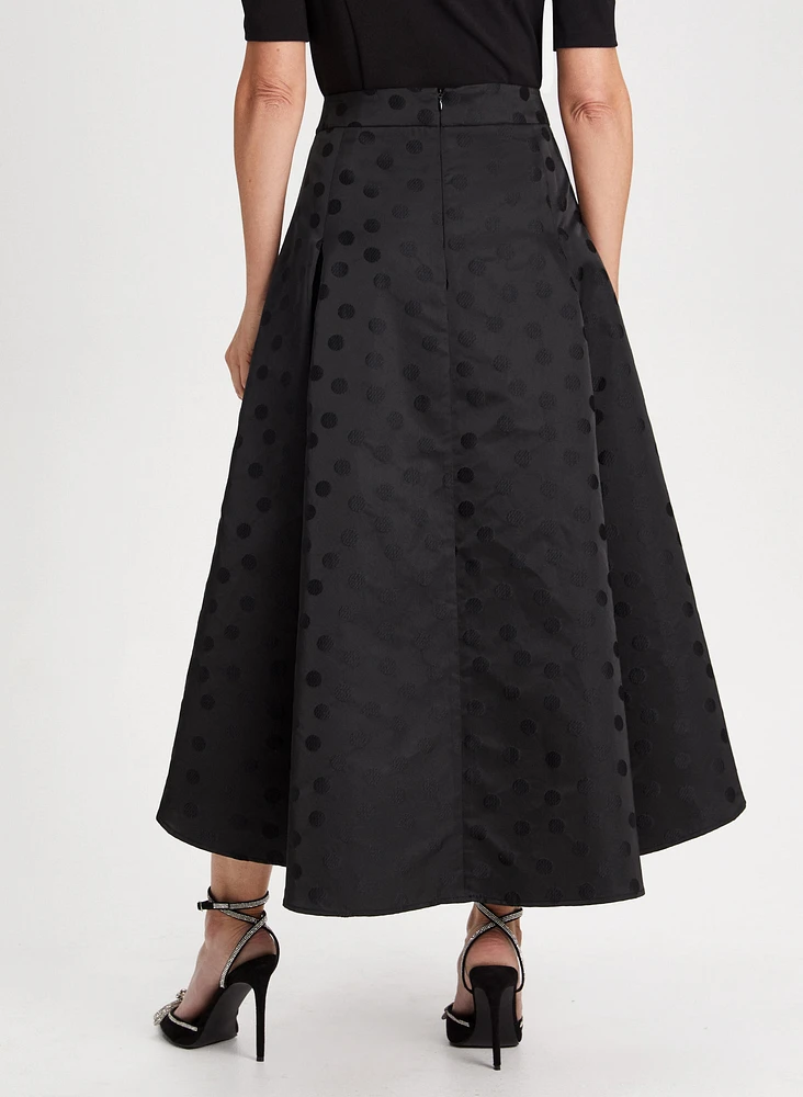 Polka Dot Motif Jacquard Skirt