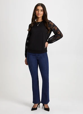 Organza Sleeve Top & Bootcut Jeans