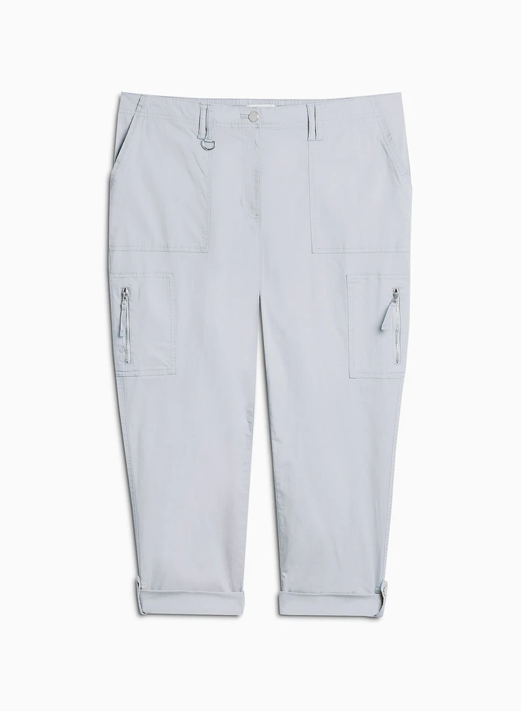Zipper Detail Cargo Capris