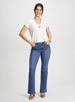 Cap Sleeve T-Shirt & Chain Trim Jeans