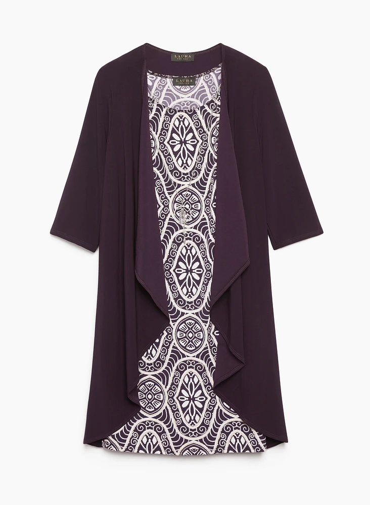 Ensemble robe à motif cachemire et cardigan