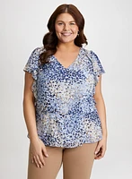 Blouse imprimée à volants