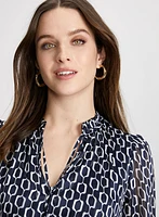 Blouse géométrique à taille froncée