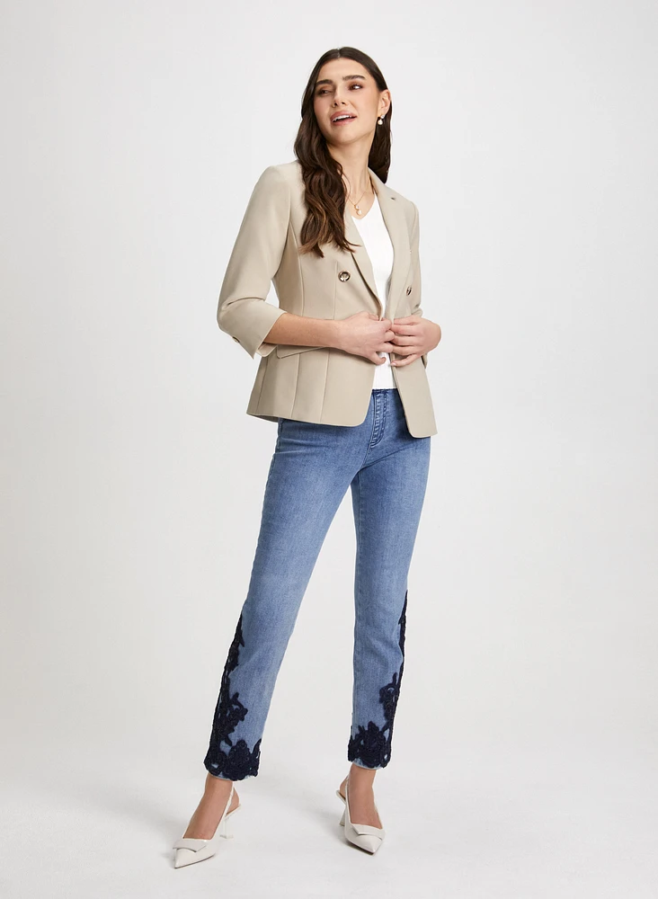 Button Detail Blazer & Embroidered Jeans