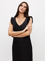 V-Neck Ruffle Sleeve Dress