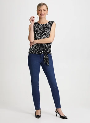 Tie Hem Top &  Bow Detail Jeans