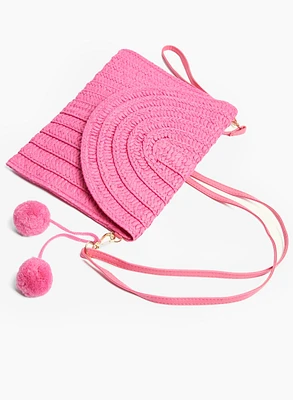 Straw Pom Pom Purse