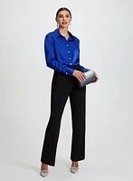 Blouse satinée et pantalon jambe large