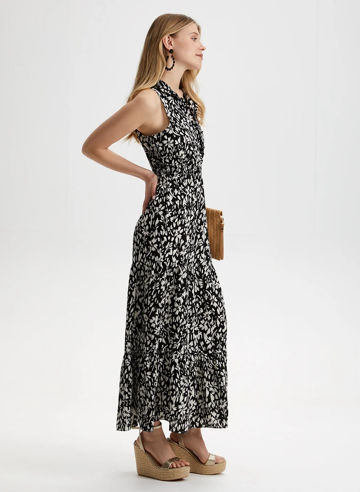 Robe maxi sans manches à col montant