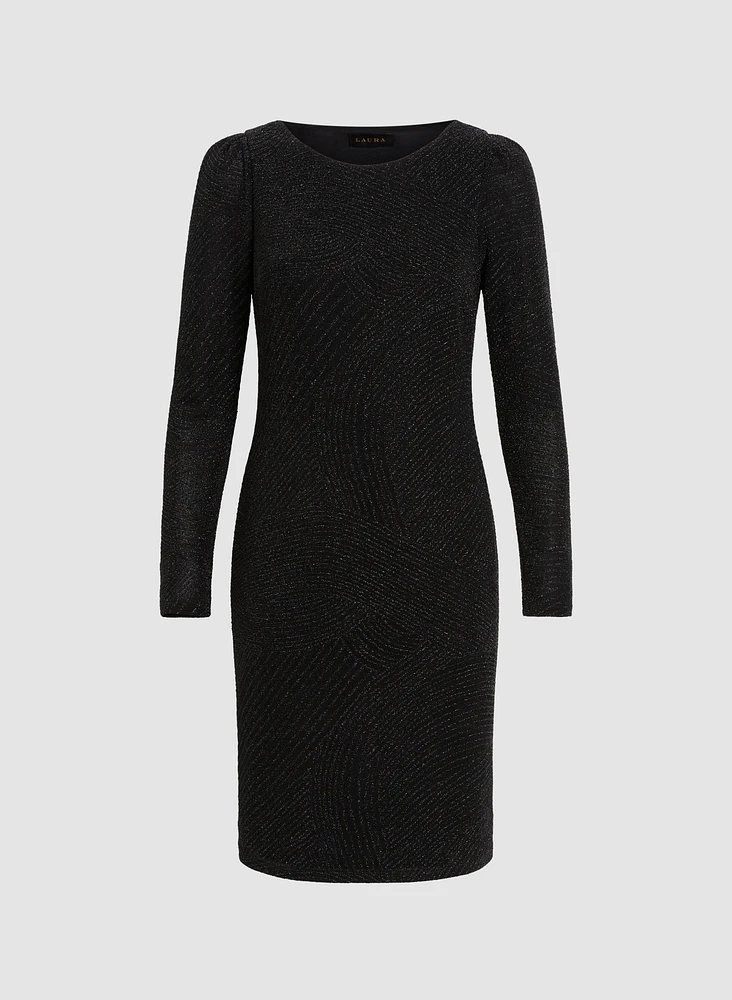 Metallic Jacquard Motif Knit Dress