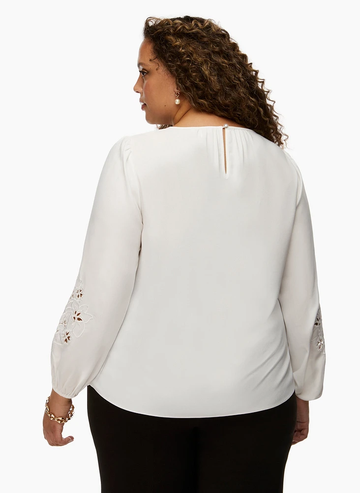 Cutout Detail Popover Blouse