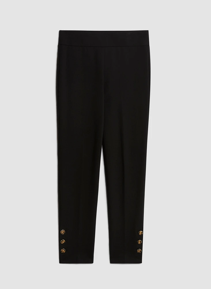 Pull-On Button Detail Pants