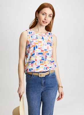 Sleeveless Letter Print Blouse