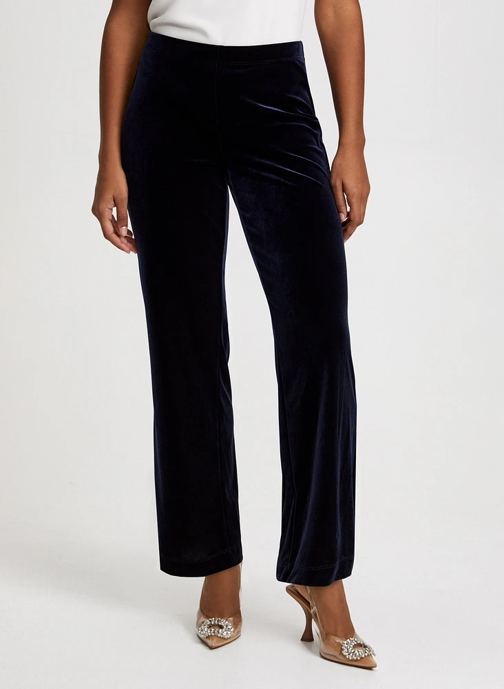 Pantalon Olivia à jambe large en velours – court