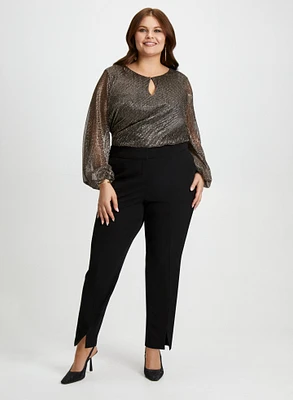 Plissé Top & Front Slit Pants