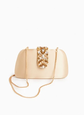 Jeweled Satin Box Clutch