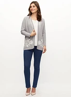 Floral Pattern Cardigan & Slim Leg Jeans