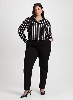 Striped Blouse & Straight Leg Pants