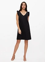 V-Neck Ruffle Sleeve Dress