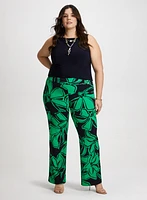 Basic Sleeveless Top & Palm Print Pants