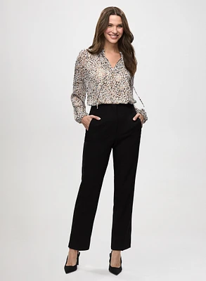 Printed Smocked Top & Slim Leg Pants