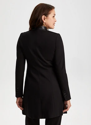 Veste redingote à détails en faux cuir