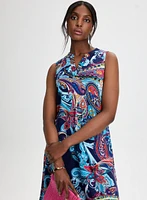 Split Neck Paisley Print Dress