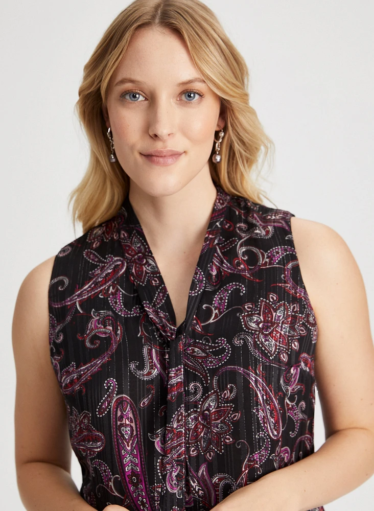 Paisley Print Sleeveless Top