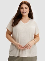 Short Sleeve Foil Detail Top
