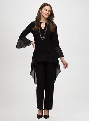 Ruffled Asymmetric Top & Slim Leg Pants