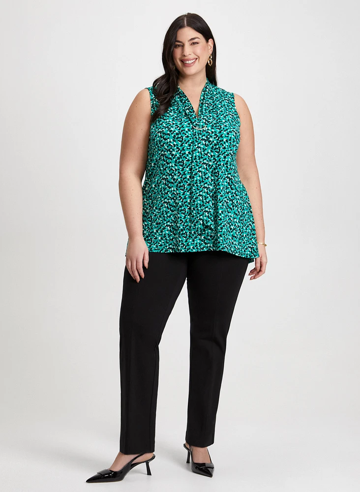 Neck Tie Detail Top & Slim Leg Pants