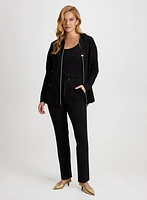 Zip Front Hooded Top & Pull-On Straight Leg Pants