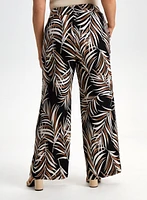 Leaf Print Wide Leg Pants