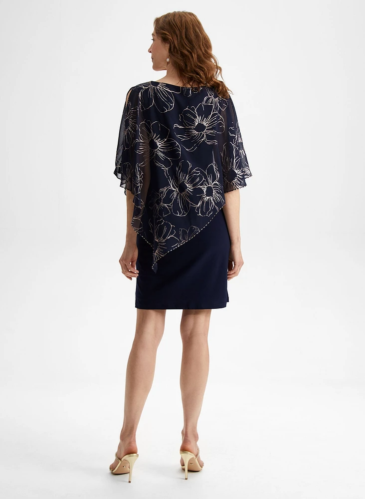 Floral Chiffon Poncho Dress