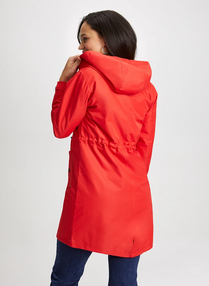 Flap Pocket & Hood Rain Jacket