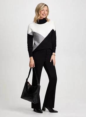 Colour Block Sweater & Bootcut Jeans