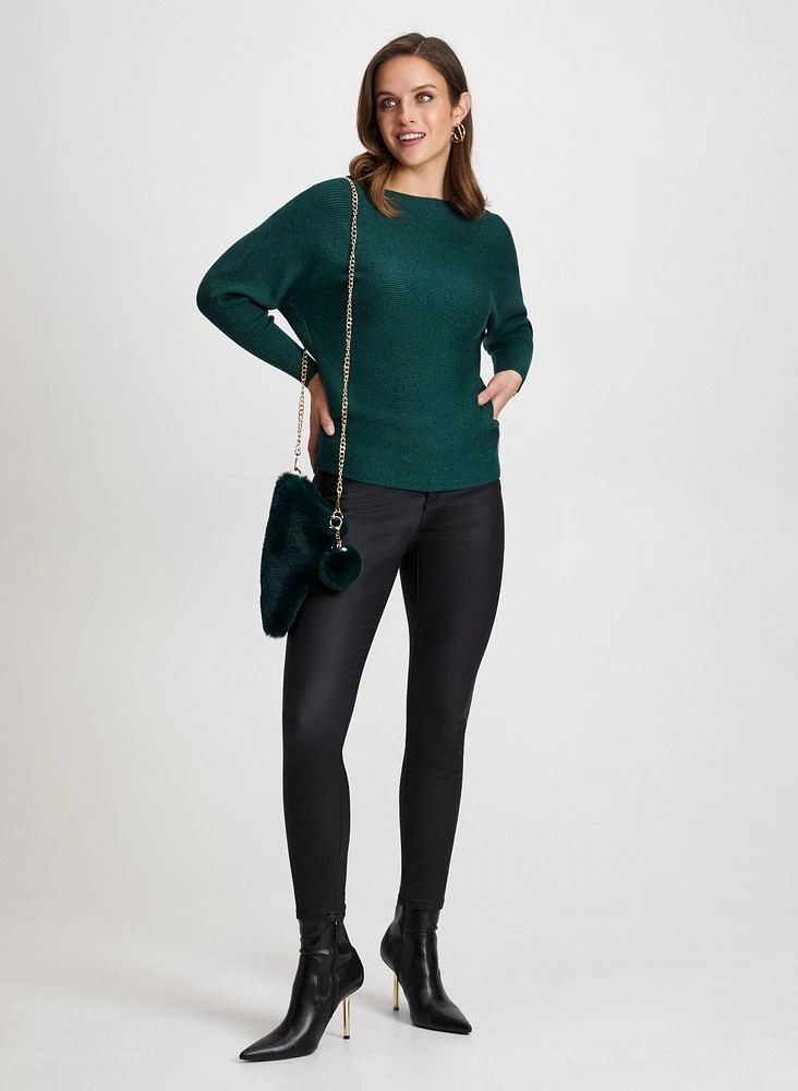 Dolman Sleeve Sweater & Coated Jeans